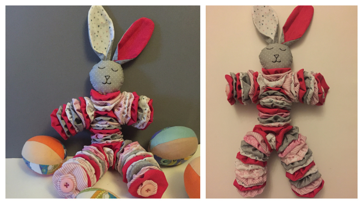 Fabric Yo-Yo Easter Bunny Free Sewing Pattern