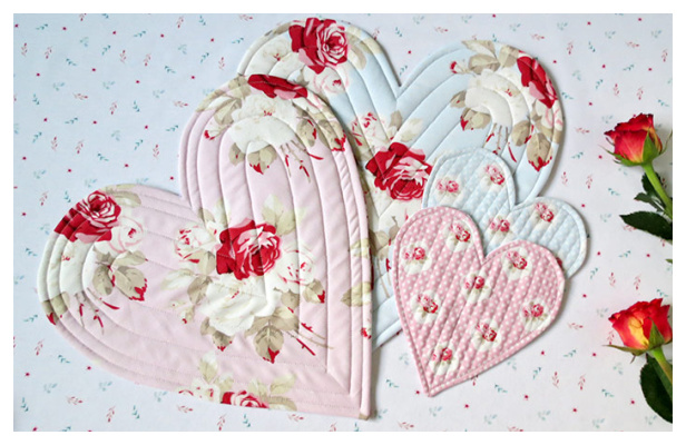 Heart Placemats and Coasters Free Sewing Pattern