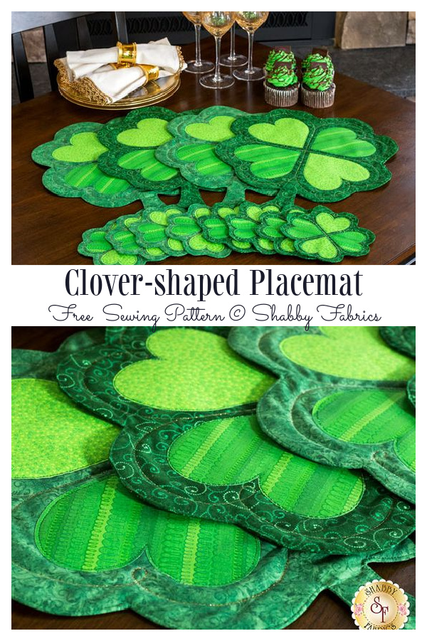 Clover-shaped Placemats and Coasters Free Sewing Patterns