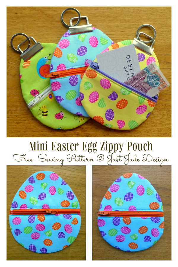 Mini Fabric Easter Egg Zippy Pouch Free Sewing Pattern