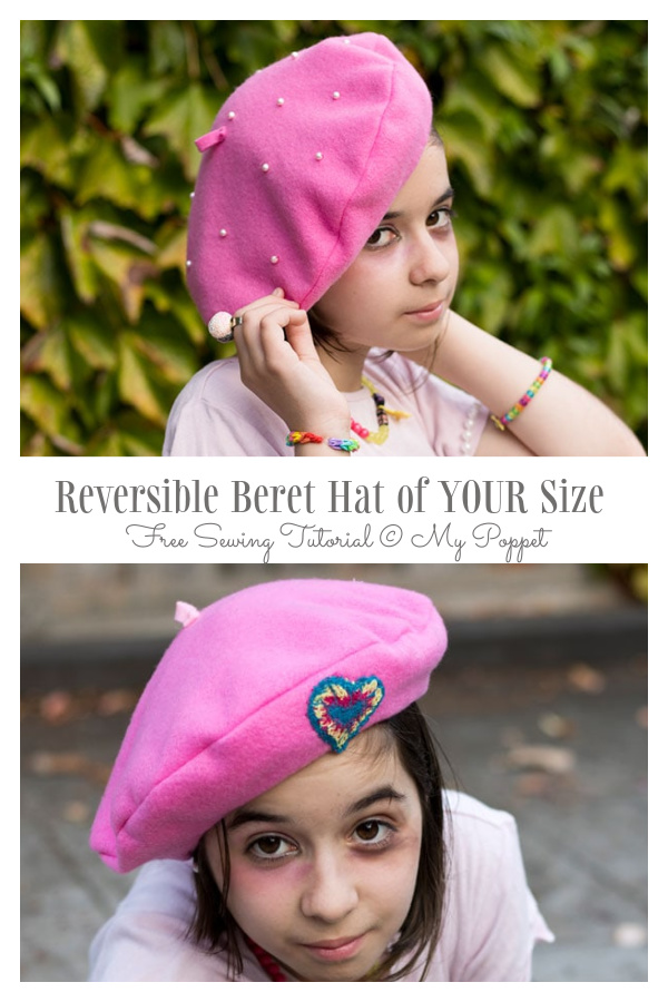 Fabric Reversible Beret Hat Free Sewing Pattern
