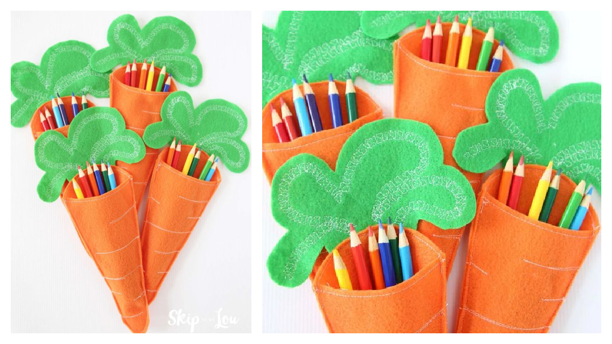 Felt Carrot Pencil Holders Free Sewing Pattern