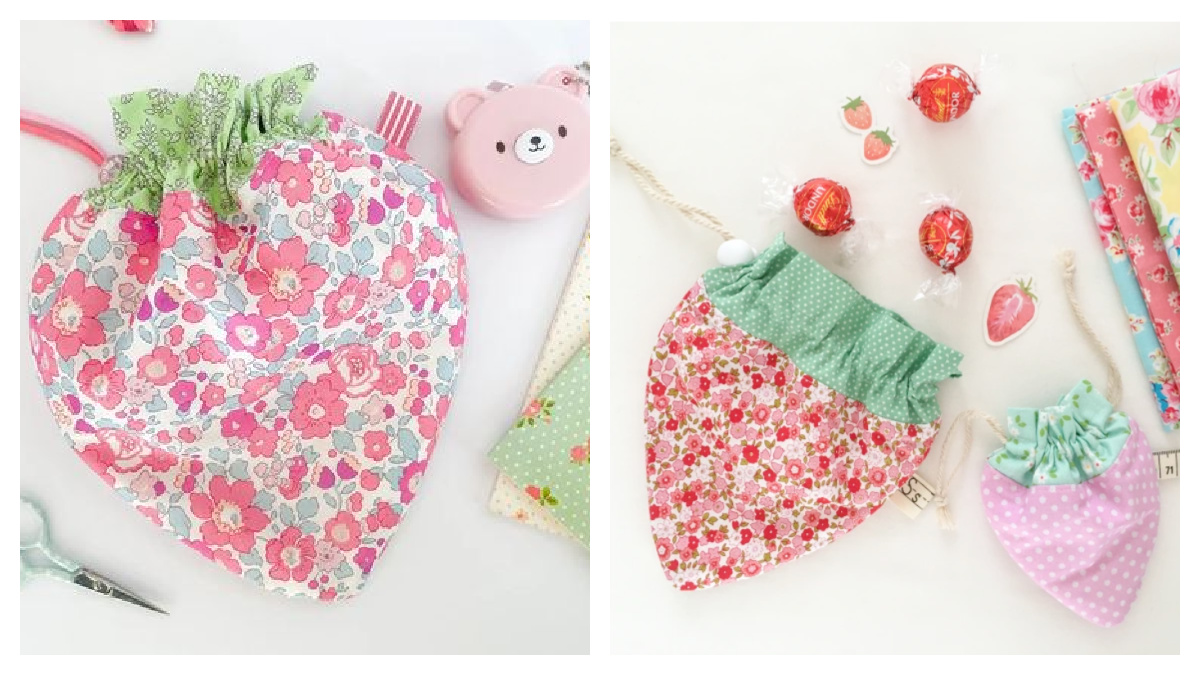 Strawberry Drawstring Gift Bag Sewing Patterns