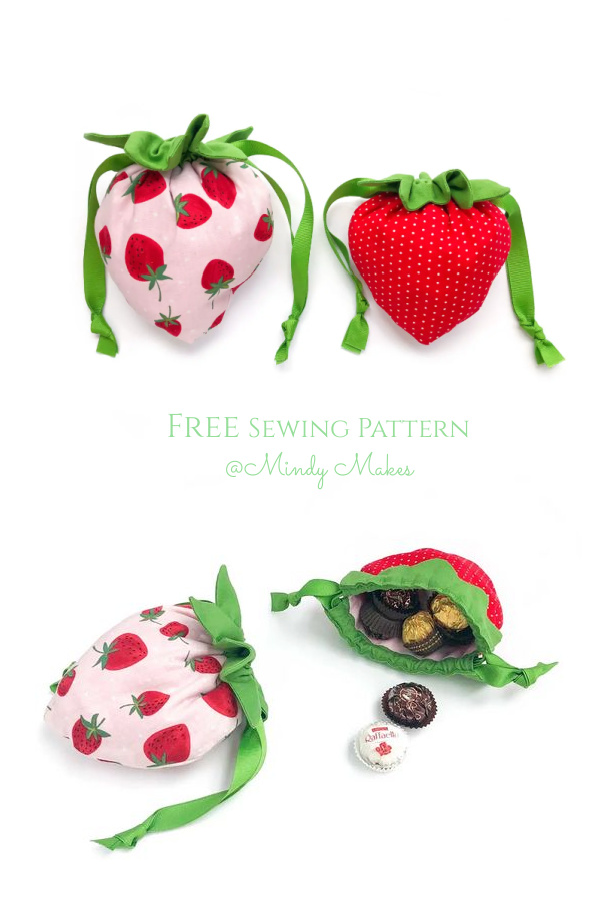 Strawberry Drawstring Gift Bag Free Sewing Patterns
