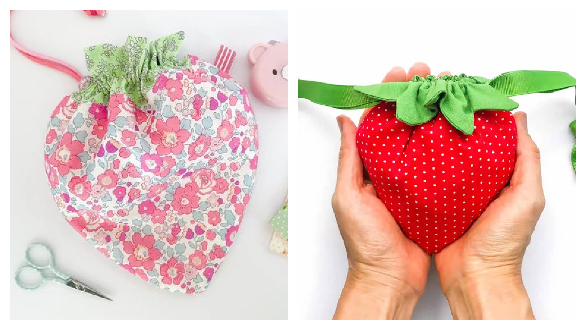 Strawberry Drawstring Gift Bag Sewing Patterns