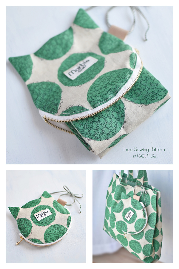 Foldable Bag With Cat’s Ear Pouch Free Sewing Pattern