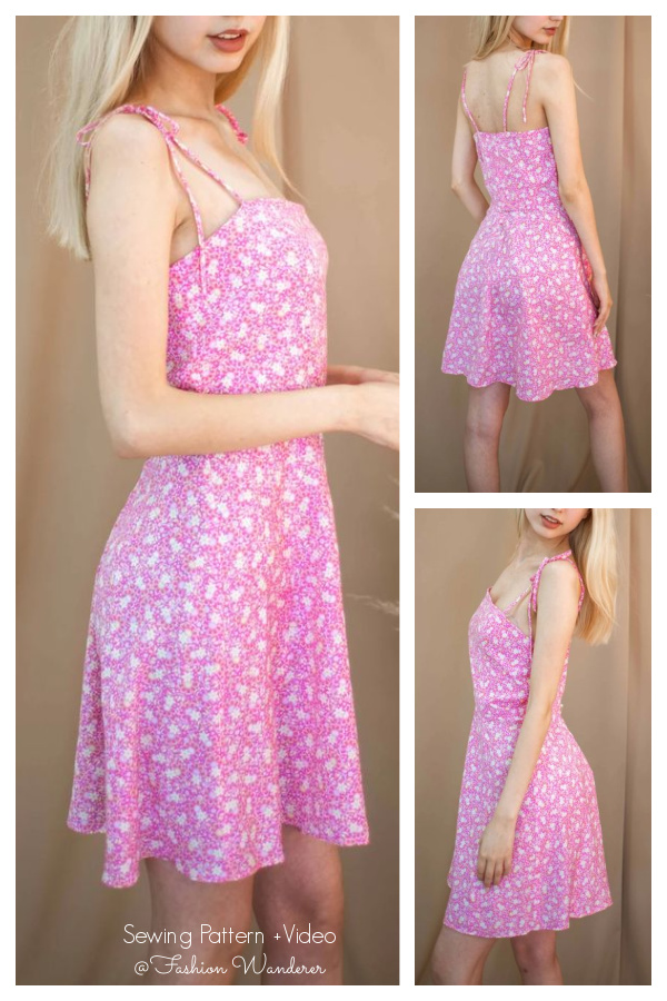 Summer Shoulder Strap Mini Dress Sewing Pattern