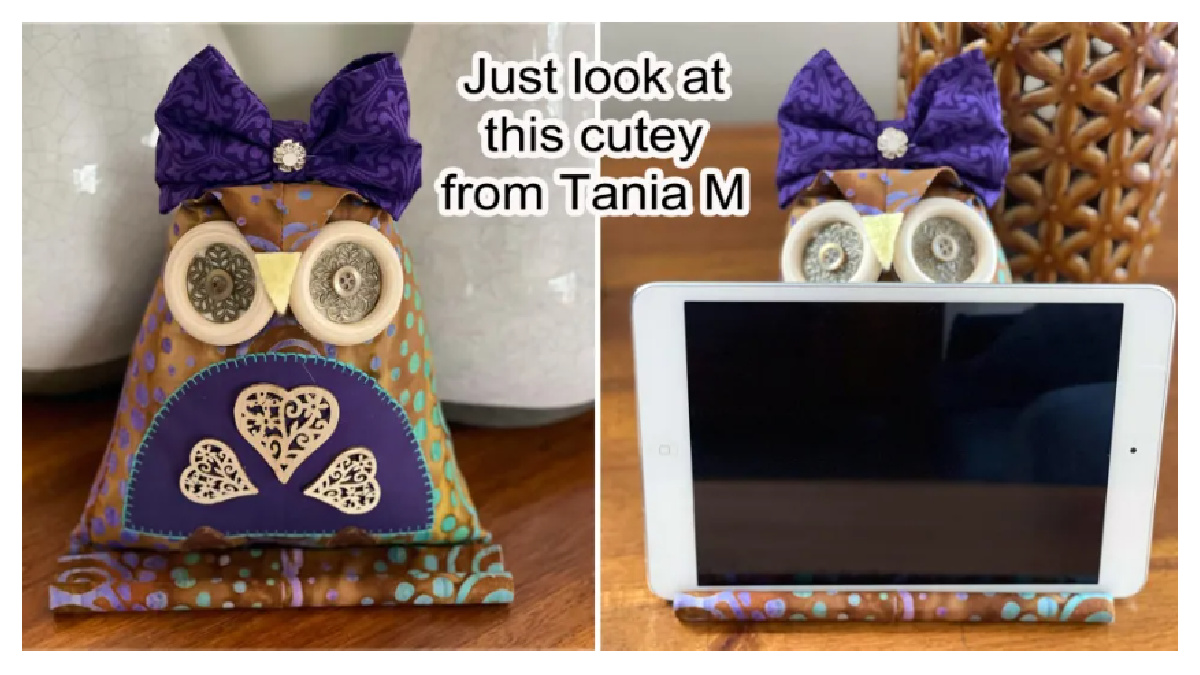 Fabric Owl iPad Stand Free Sewing Pattern