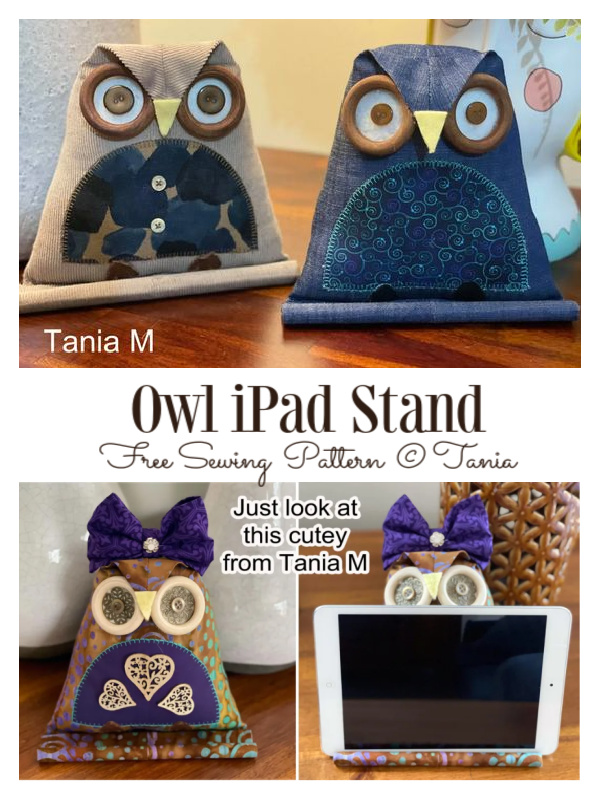 Fabric Owl iPad Stand Free Sewing Pattern