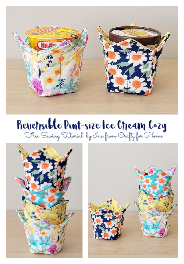 Reversible Pint-size Ice Cream Cozy Free Sewing Pattern