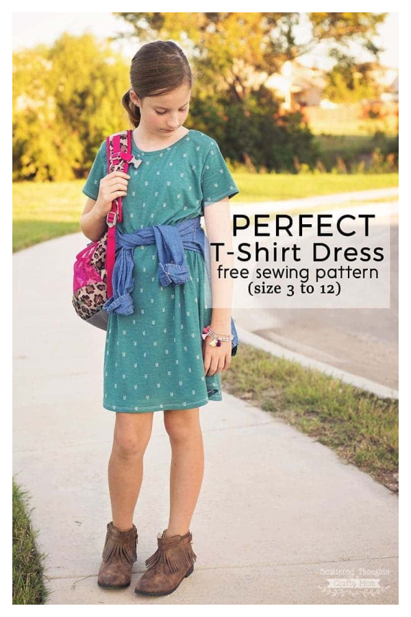 Perfect T-Shirt Dress Free Sewing Pattern(3-12Y)