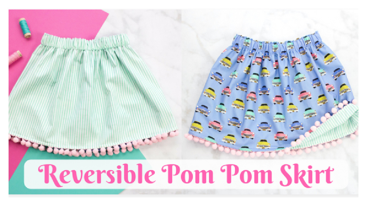 Reversible Pom Pom skirt Free Sewing Pattern