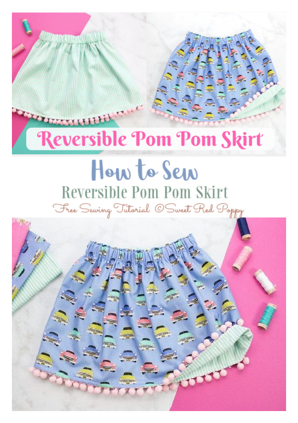 Reversible Pom Pom skirt Free Sewing Pattern