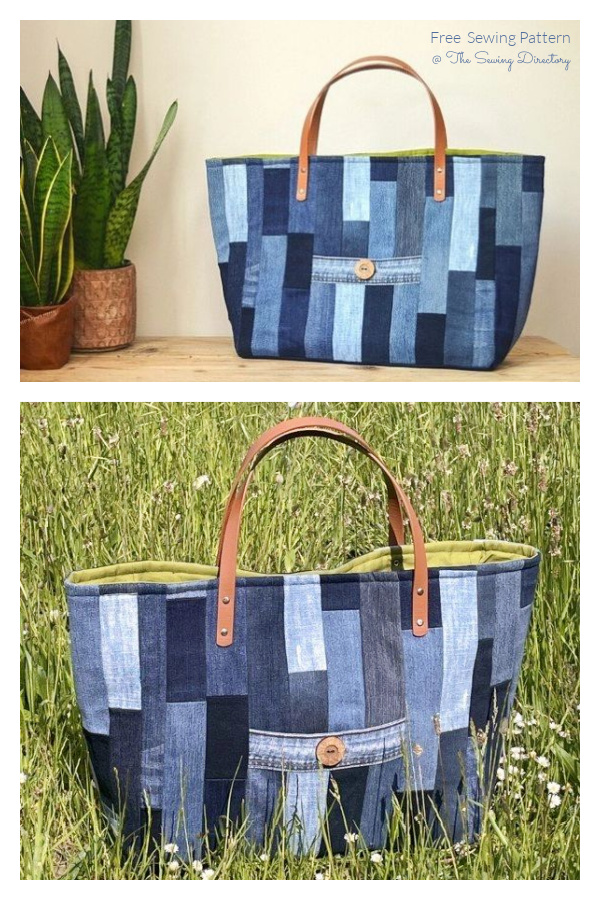 Upcycled Denim Tote Bag Free Sewing Pattern