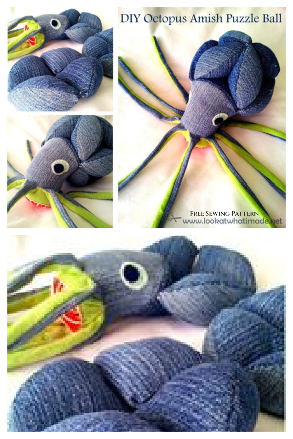 Fabric Octopus Amish Puzzle Ball Free Sewing Pattern
