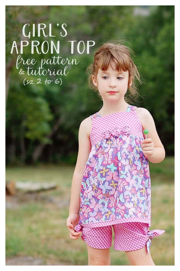 Girl’s Summer Apron Top Free Sewing Pattern(2-6Y)