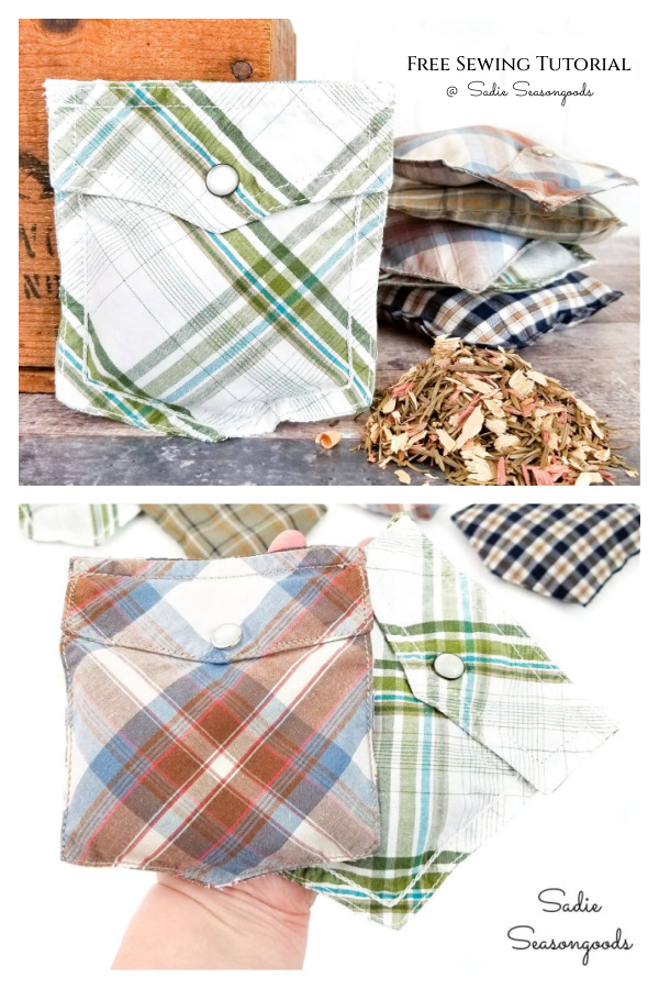 Upcycled Shirt Pocket Sachets Free Sewing Tutorial