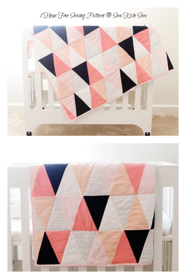 One Hour Triangle Quilt Blanket Free Sewing Pattern