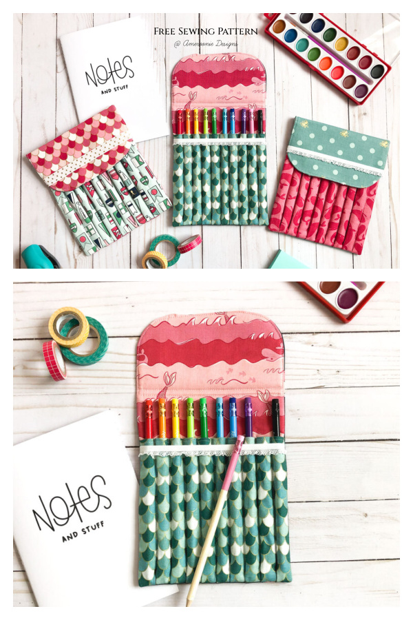 Fabric Colored Pencil Pouch Free Sewing Pattern