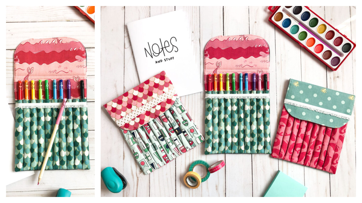 Fabric Colored Pencil Pouch Free Sewing Pattern