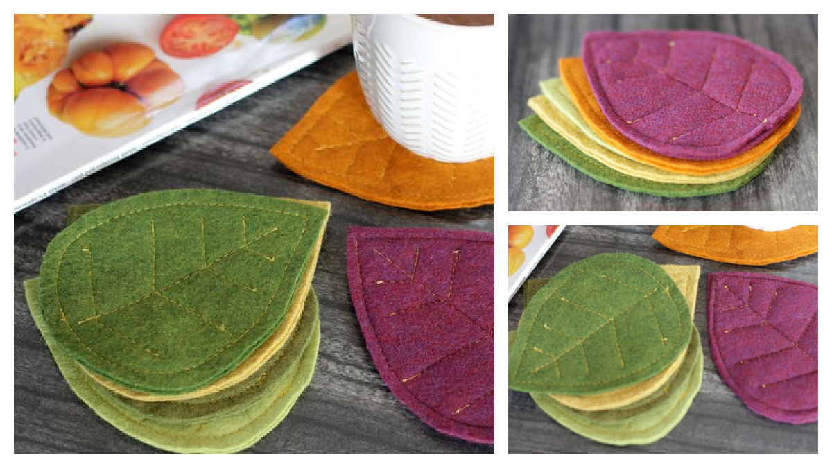 Fall Felt Leaf Coaster Free Sewing Pattern