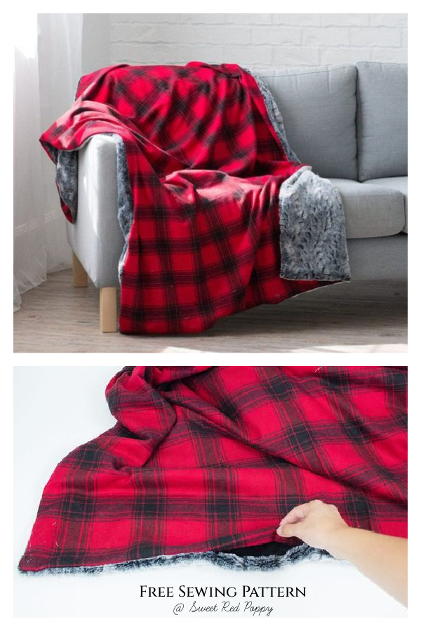 Flannel + Fur Holiday Blanket Free Sewing Pattern