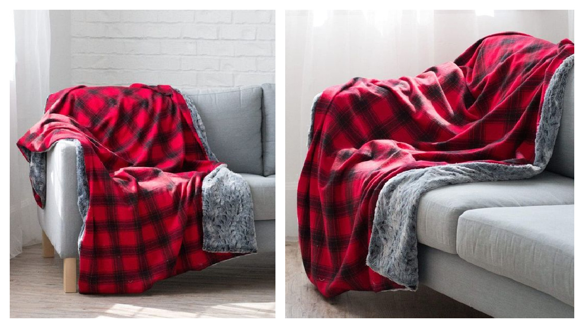 Flannel + Fur Holiday Blanket Free Sewing Pattern