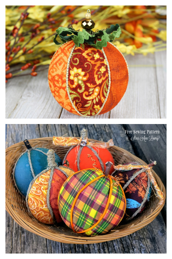 Patchwork Pumpkin Disc Ornaments Free Sewing Pattern + Video