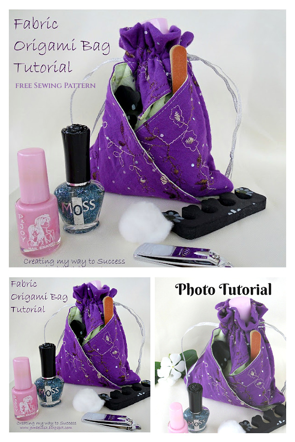 Fabric Origami Bag Free Sewing Pattern
