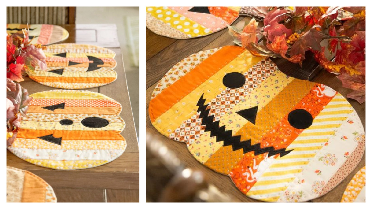 Halloween Jack-o-Lantern Pumpkin Placemats Sewing Pattern