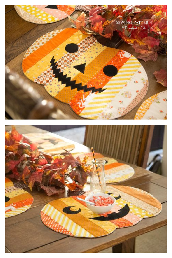 Halloween Jack-o-Lantern Pumpkin Placemats Sewing Pattern