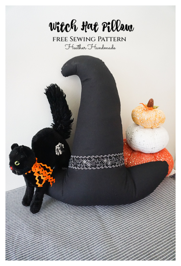 Halloween Witch Hat Pillow Free Sewing Pattern