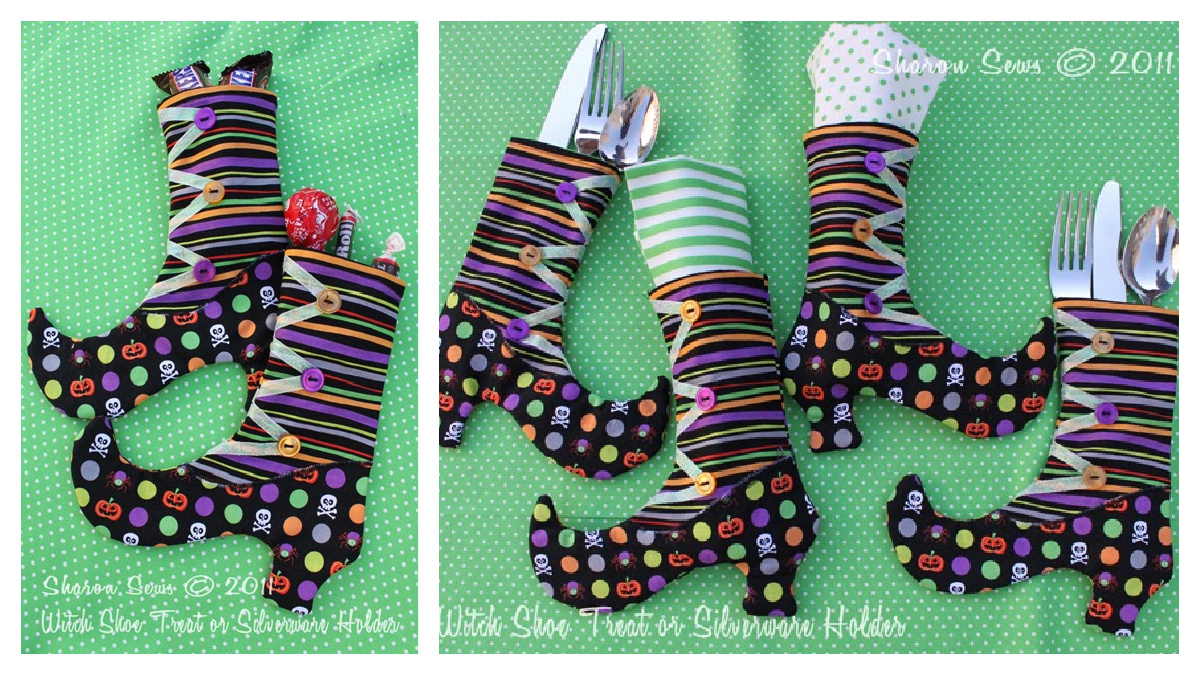 Halloween Witch Shoe Treat Bag Free Sewing Pattern