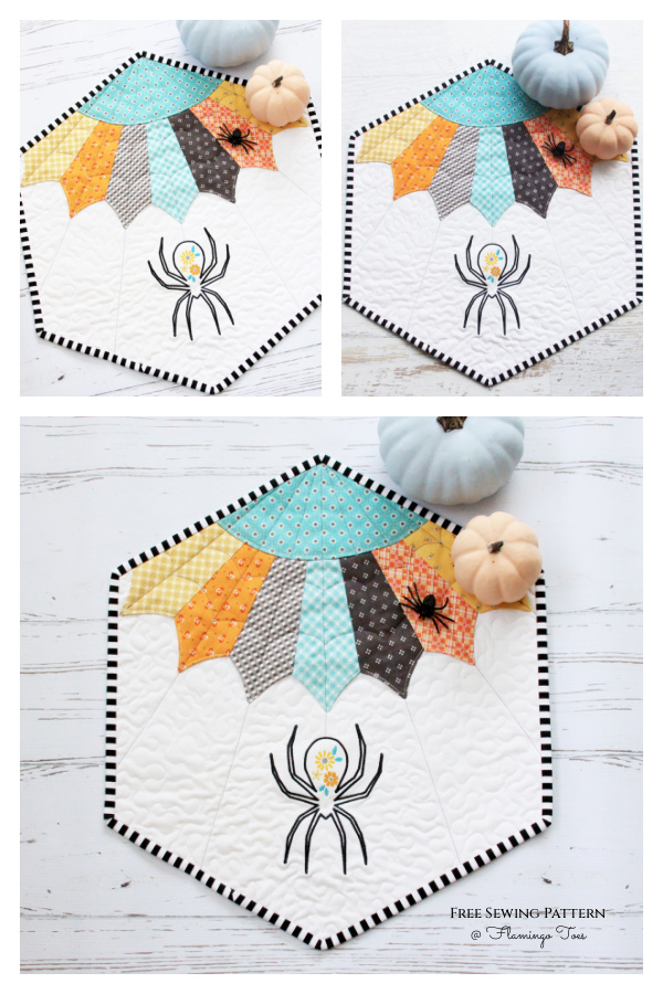 Quilted Spider Web Mini Quilt Free Sewing Pattern
