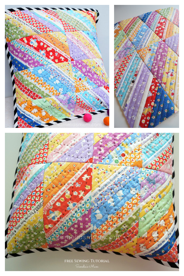 Scrappy Strip Pillow Free Sewing Tutorial