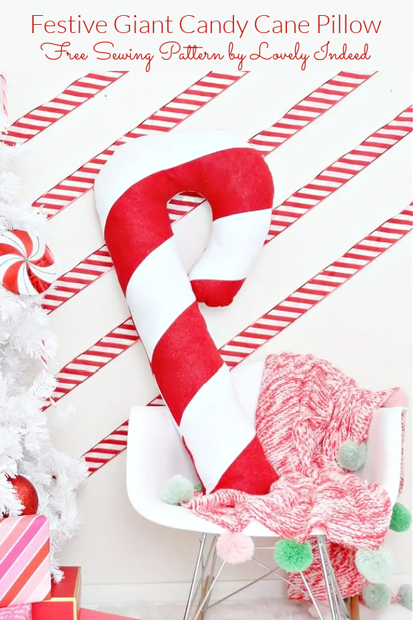 Festive Giant Candy Cane Pillow Free Sewing Pattern