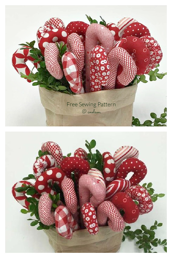 Fabric Candy Cane Free Sewing Pattern