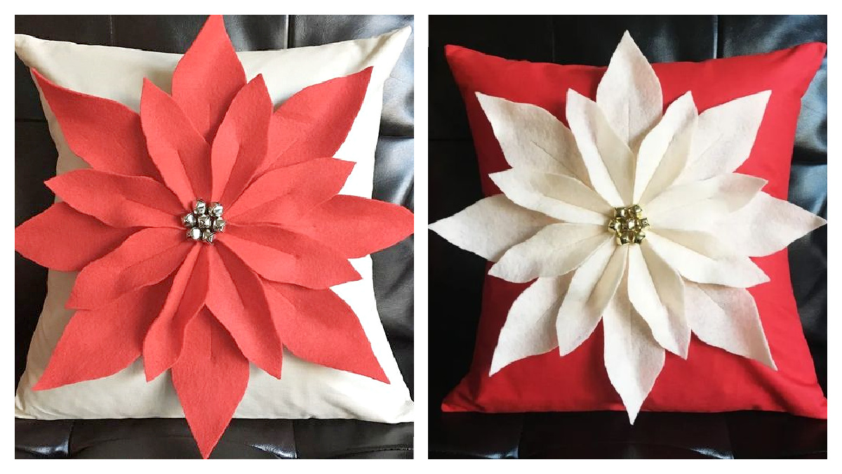 Fabric Poinsettia Pillow Free Sewing Pattern f