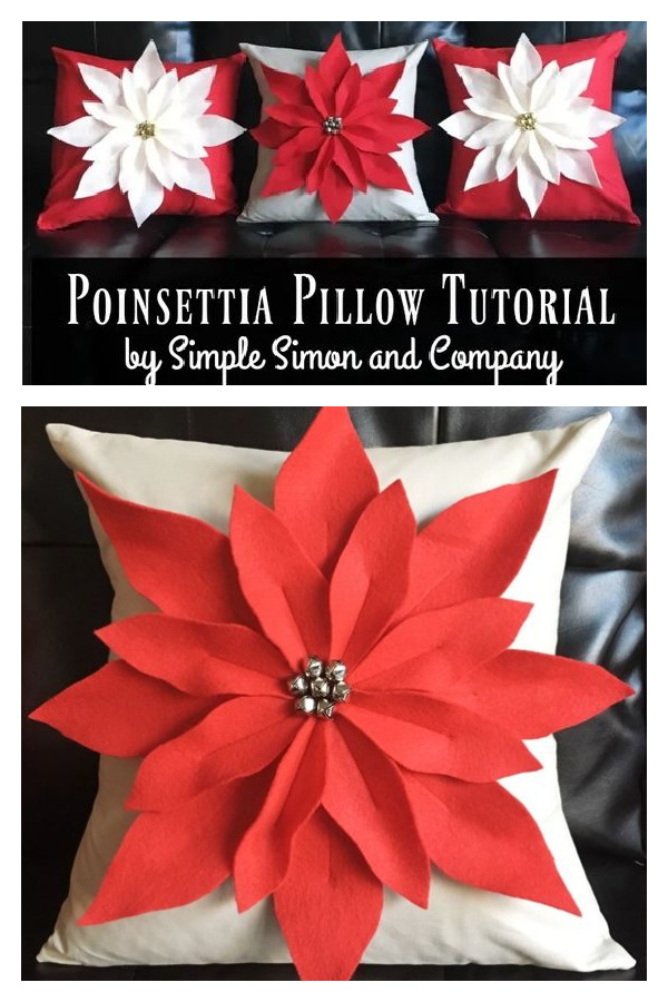 Fabric Poinsettia Pillow Free Sewing Pattern