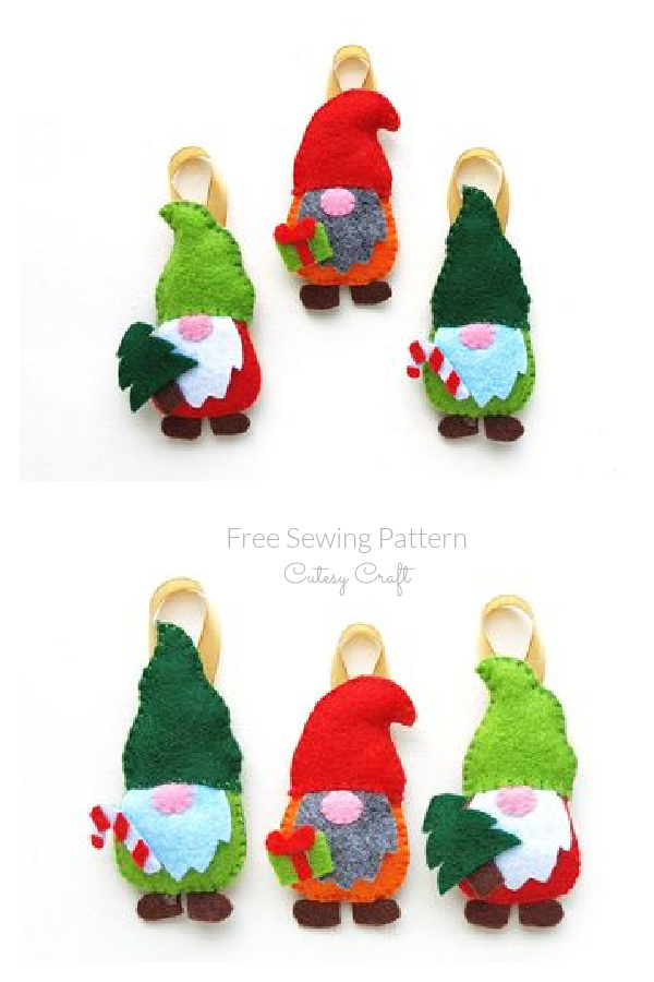 Felt Gnome Christmas Ornament Free Sewing Patterns