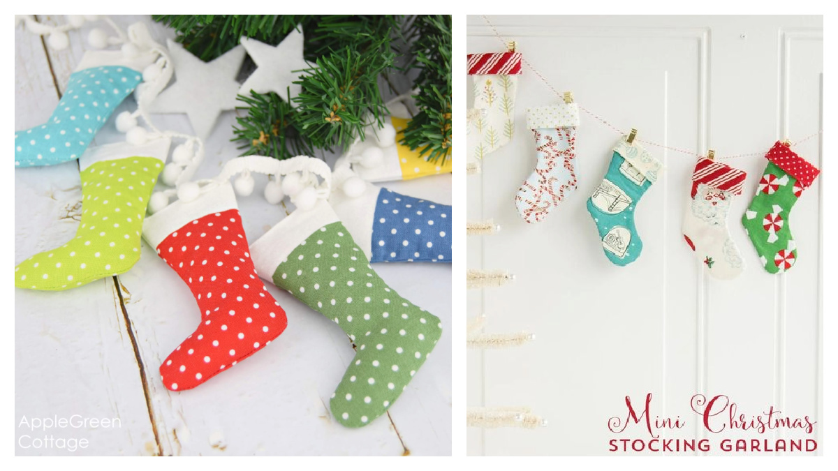 Mini Christmas Stocking Garland Free Sewing Patterns | Fabric Art DIY