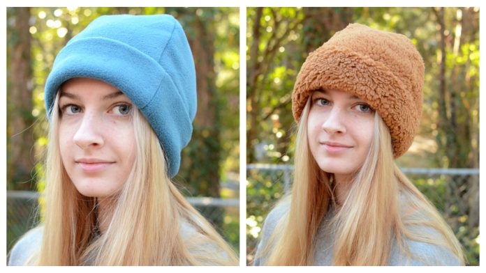 Easy Fleece Cuffed Beanie Free Sewing Pattern Fabric Art DIY