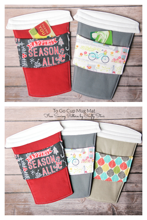 To Go Cup Mug Mat with Gift Card Pocket Free Sewing Pattern 