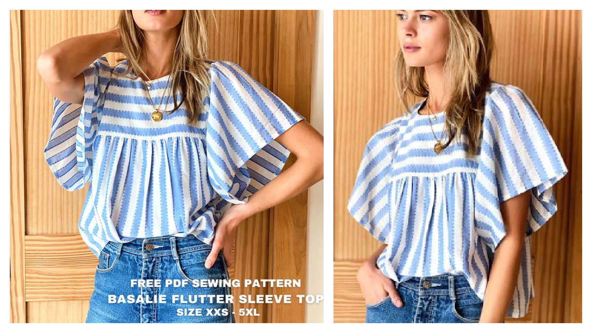 Basalie Flutter Sleeve Top Free Sewing Pattern