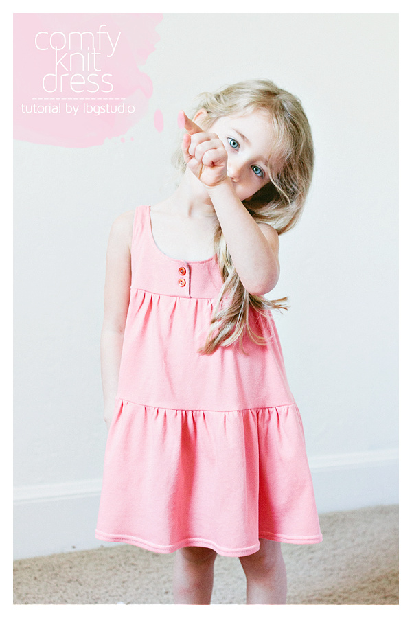 Little Girl Comfy Knit Dress Free Sewing Pattern