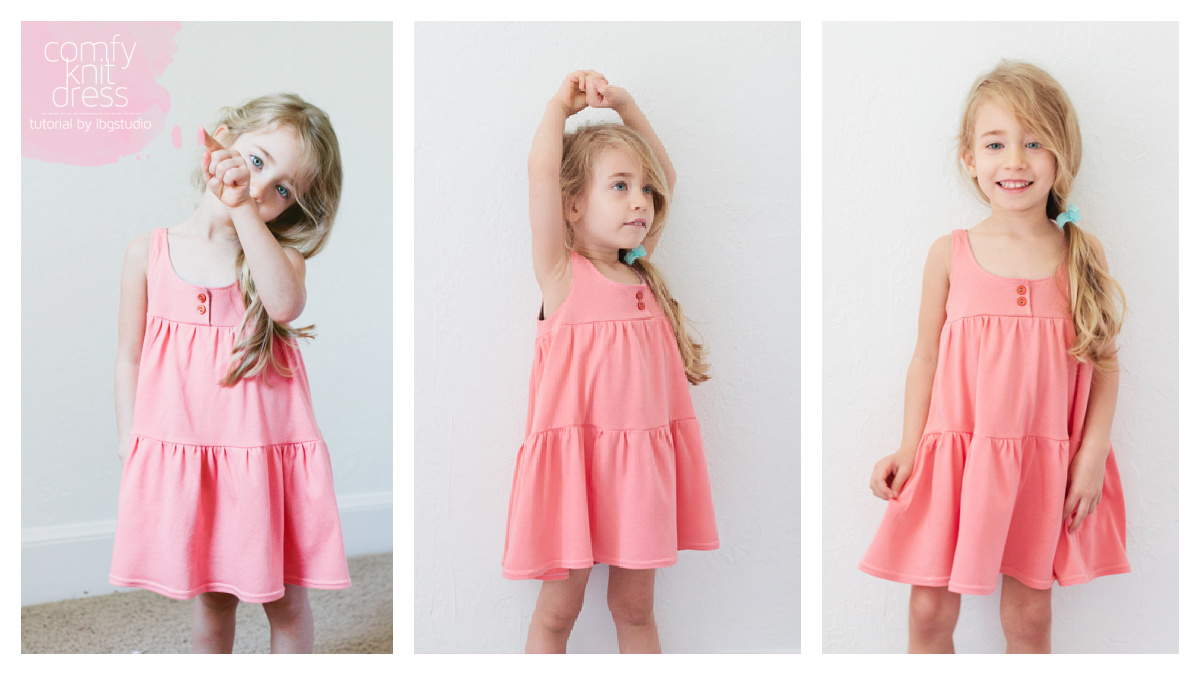 Little Girl Comfy Knit Dress Free Sewing Pattern