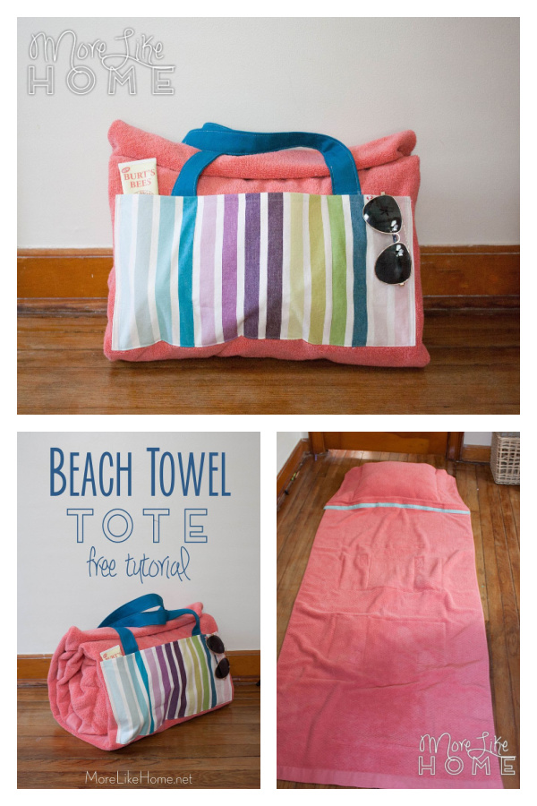 Beach Towel Tote Bag Free Sewing Tutorial