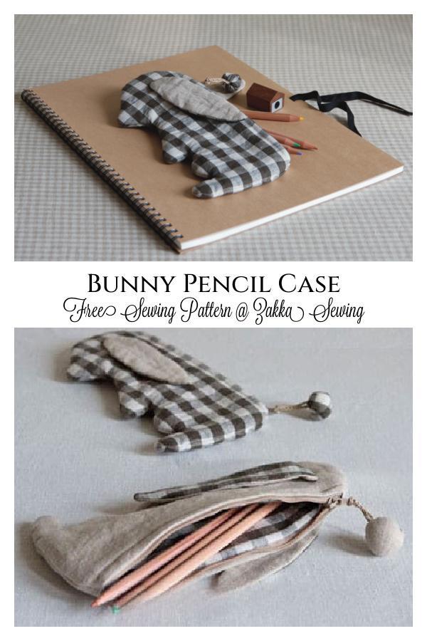 Fabric Bunny Pencil Case Free Sewing Pattern