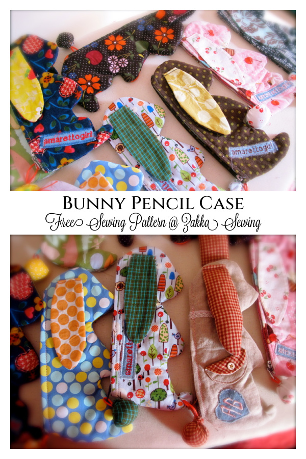 Fabric Bunny Pencil Case Free Sewing Pattern