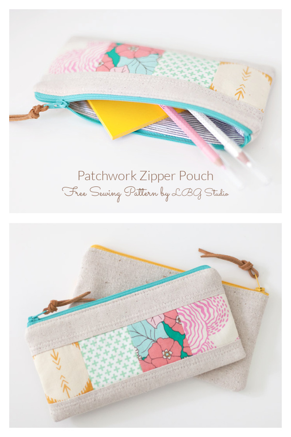 Patchwork Zipper Pouch Free Sewing Pattern 
